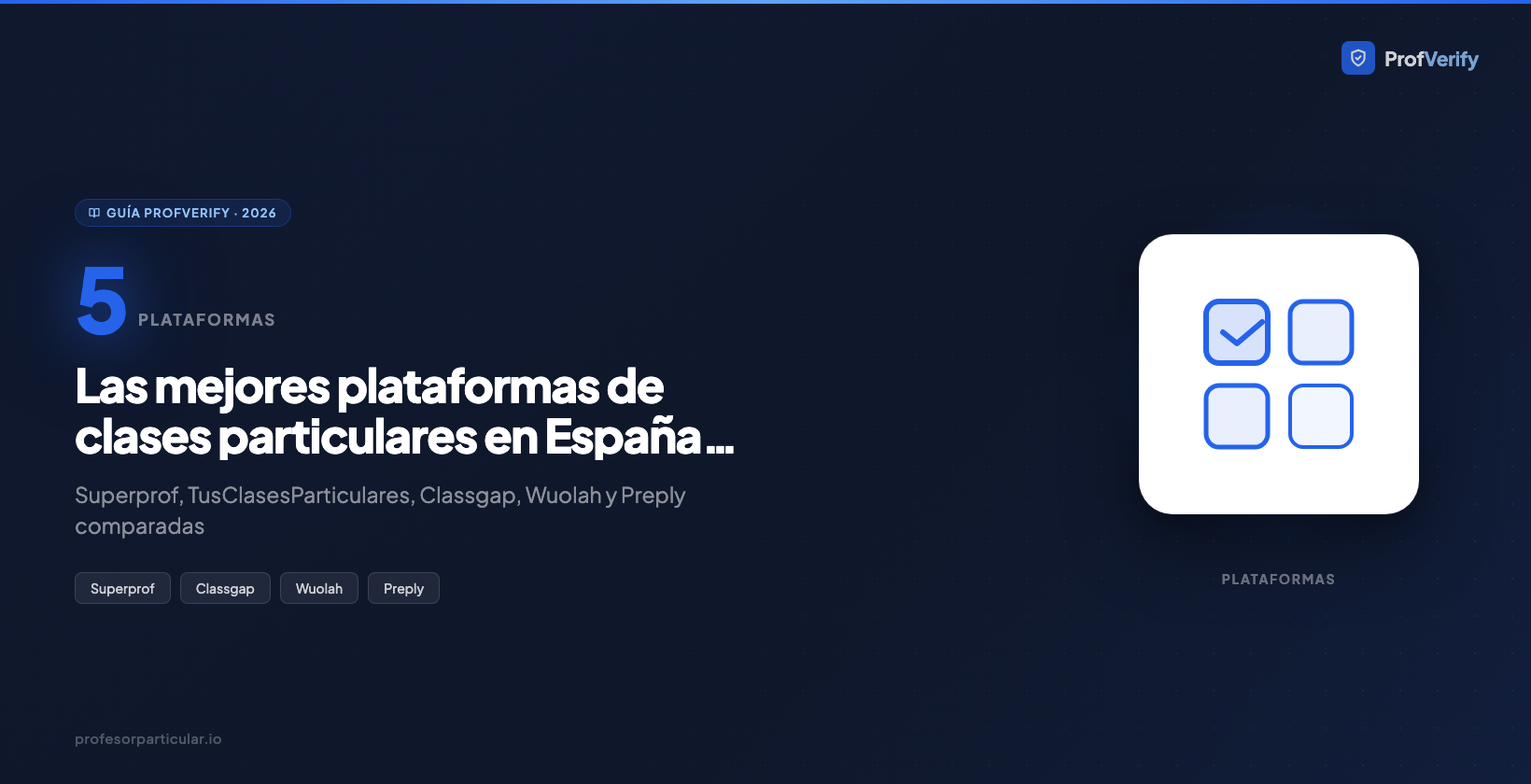 Las mejores plataformas de clases particulares en España comparativa 2026 por ProfVerify